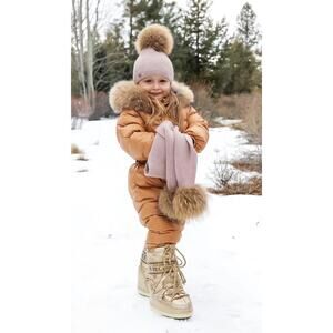 Mi Loves signature luxurious fur trim snowsuit toddler down winter pram 1 piece